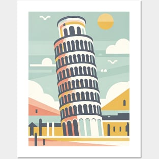 Leaning Tower of Pisa Pastel Panorama Posters and Art